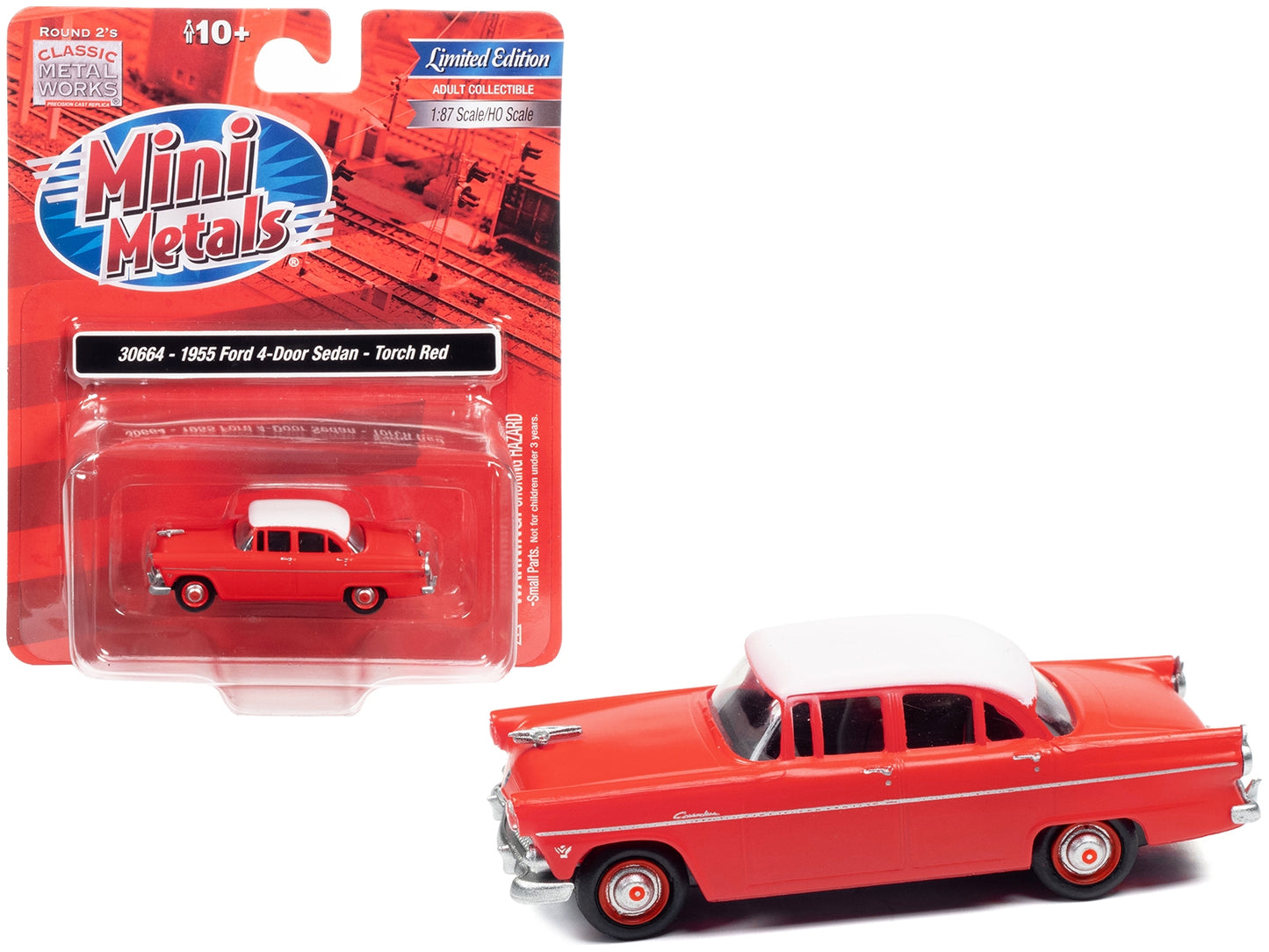 1955 Ford 4-Door Sedan Torch Red with White Top 1/87 (HO) Scale - Premium Ford Models from Classic Metal Works - Just $46.79! Shop now at Rapidvehicles