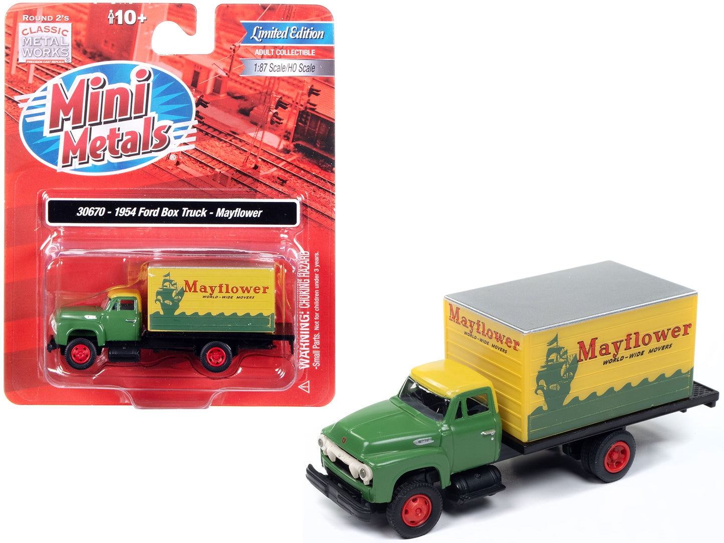 1954 Ford Box Truck Green and Yellow "Mayflower World-Wide - Premium Ford Models from Classic Metal Works - Just $51.29! Shop now at Rapidvehicles