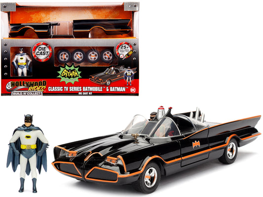 Model Kit Classic Batmobile Black with Batman Diecast Figure "Batman" (1966-1968) TV Series "Build N' Collect" 1/24 Diecast Model Car by Jada - Use code SHOPAPP15 to get 15 percent off