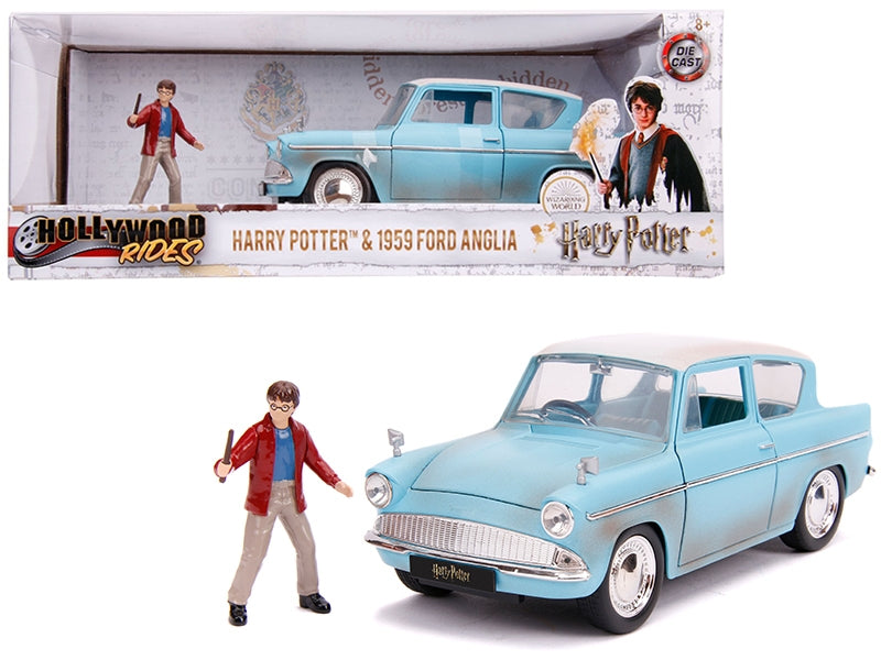 1959 Ford Anglia Light Blue (Weathered) with Harry Potter Diecast - Premium Movie/TV Series Models from Jada - Just $53.63! Shop now at Rapidvehicles