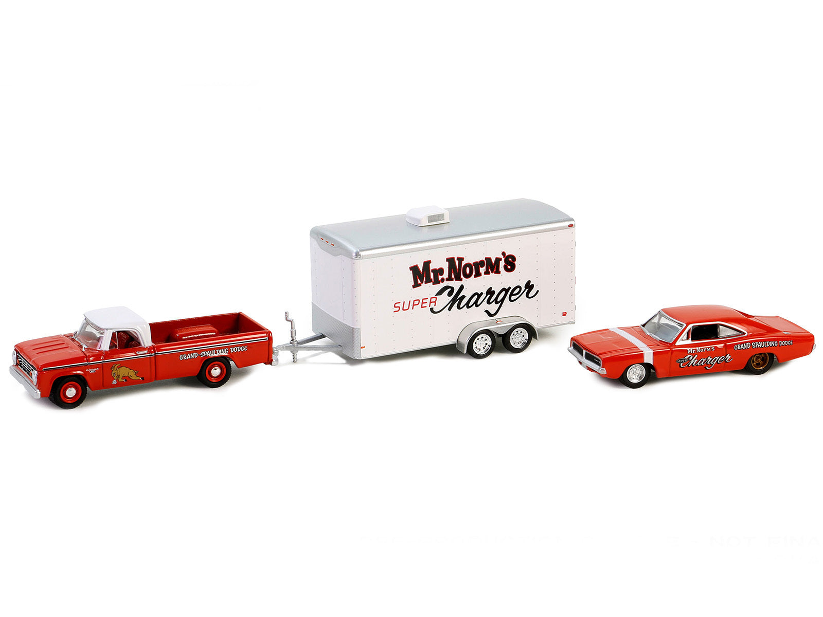 1966 Dodge D-100 Pickup Truck Red with White Top and 1969 Dodge Super Charger Red with White Stripe with Enclosed Car Hauler "Mr. Norm's Super Charger" "Racing Hitch & Tow" Series 5 1/64 Diecast Model Car by Greenlight - Premium Dodge Models from Greenlight - Just $49.10! Shop now at Rapidvehicles