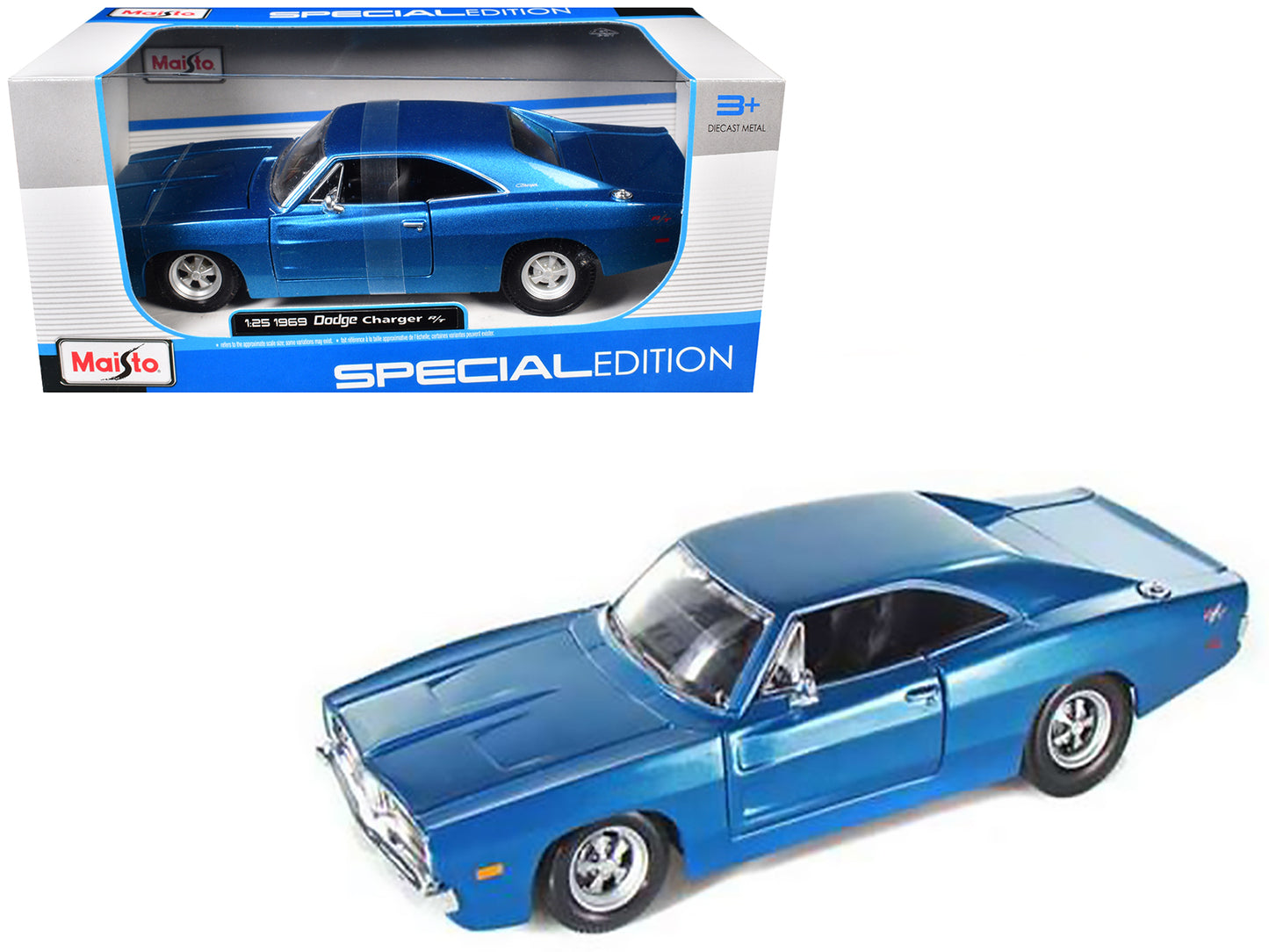 1969 Dodge Charger R/T Hemi Blue 1/25 Diecast Model Car by Maisto