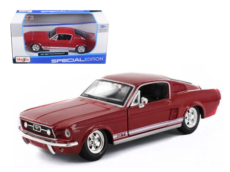 1967 Ford Mustang GT Red with White Stripes 1/24 Diecast Model - Premium Mustang Models from Maisto - Just $57.59! Shop now at Rapidvehicles