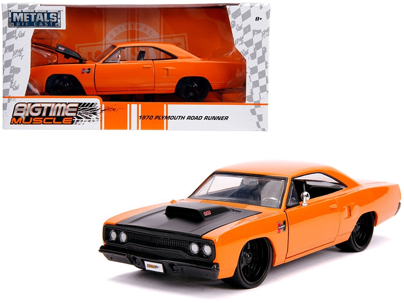 1970 Plymouth Road Runner Orange with Black Hood "Bigtime Muscle" - Premium Plymouth Models from Jada - Just $53.99! Shop now at Rapidvehicles