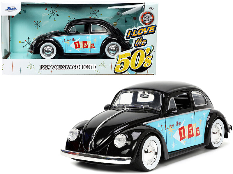 1959 Volkswagen Beetle Black with Graphics "I Love the 50's" Series 1/24 Diecast Model Car by Jada free shipping USA