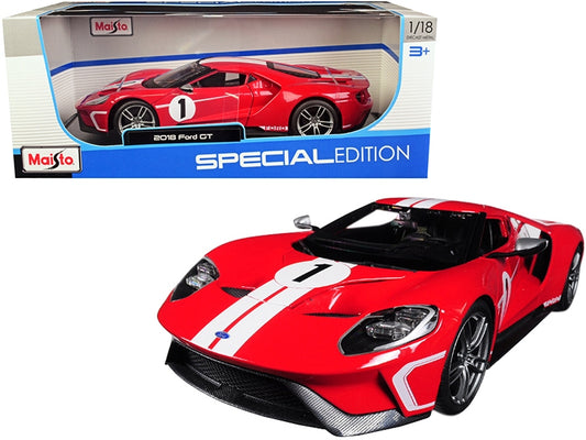 2018 Ford GT #1 Red with White Stripes Heritage Special Edition - Premium Ford Models from Maisto - Just $77.39! Shop now at Rapidvehicles