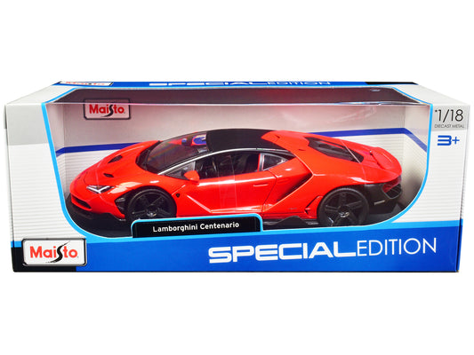 Lamborghini Centenario Orange with Matt Black Top "Special Edition" 1/18 Diecast Model Car by Maisto free shipping USA