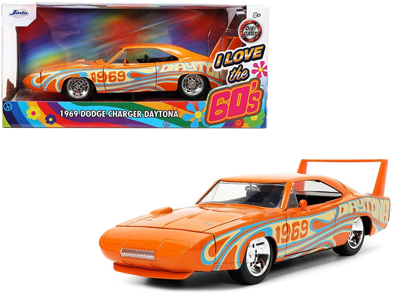 1969 Dodge Charger Daytona Orange Metallic with Graphics "I Love the 1960's" Series 1/24 Diecast Model Car by Jada - Premium Dodge Models from Jada - Just $38.84! Shop now at Rapidvehicles