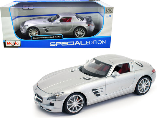 Mercedes Benz SLS AMG Gullwing Silver 1/18 Diecast Model Car by Maisto