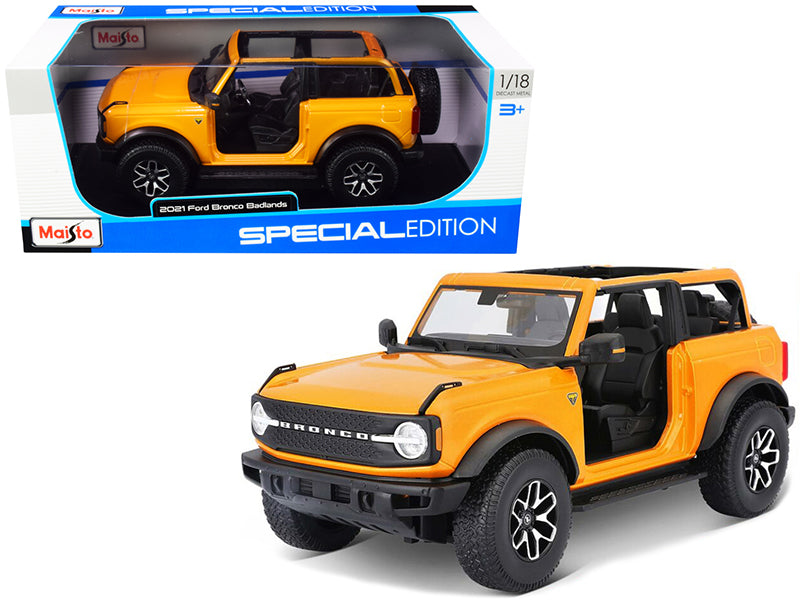 2021 Ford Bronco Badlands Orange Metallic "Special Edition" 1/18 Diecast Model Car by Maisto free shipping USA