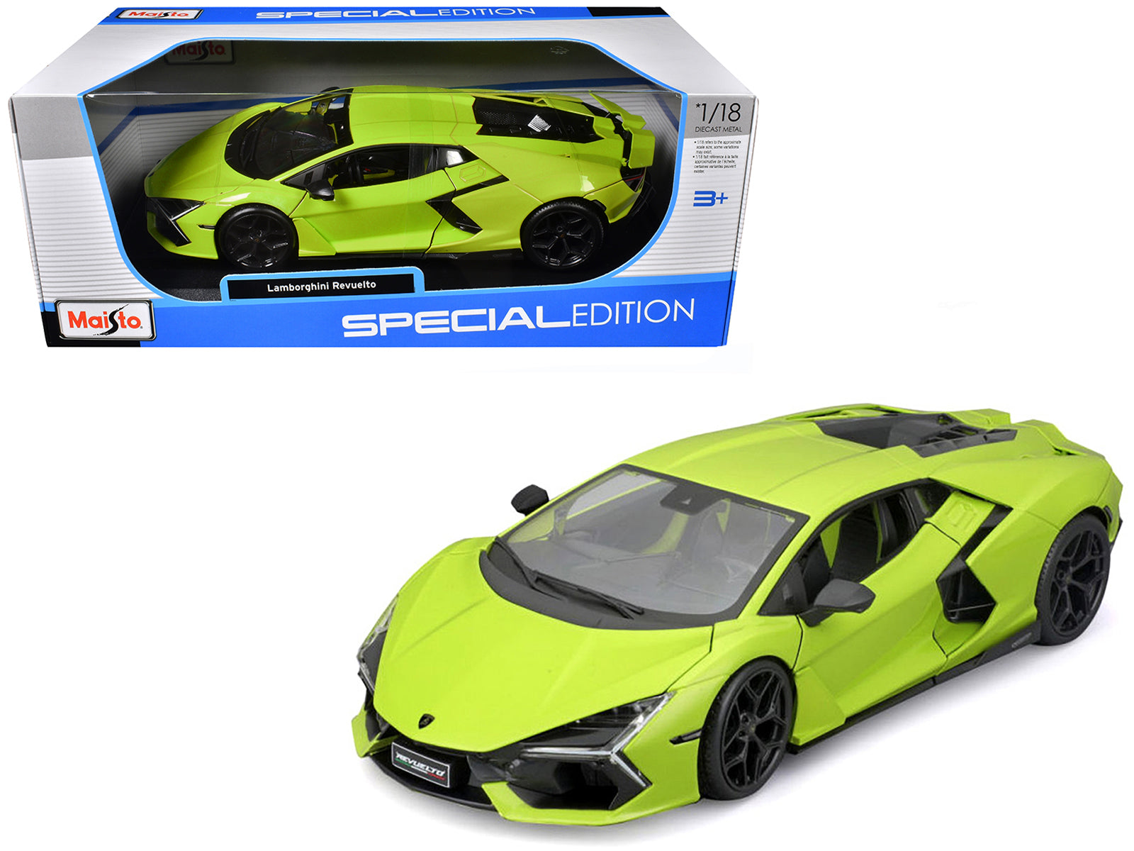 Lamborghini Revuelto Green Metallic "Special Edition" 1/18 Diecast Model Car by Maisto free shipping USA