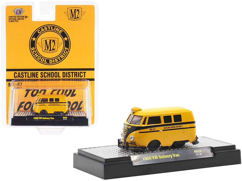 1960 Volkswagen Delivery Van School Bus Yellow with Black Stripes - Premium Volkswagen Models from M2 - Just $29.69! Shop now at Rapidvehicles