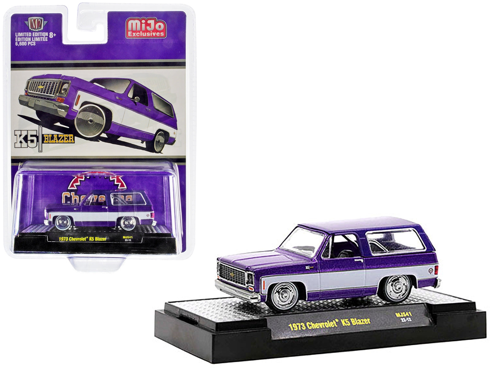 1973 Chevrolet K5 Blazer Purple Metallic and White Limited Edition to 6600 pieces Worldwide 1/64 Diecast Model Car by M2 Machines - Premium Chevrolet Models from M2 - Just $36.37! Shop now at Rapidvehicles