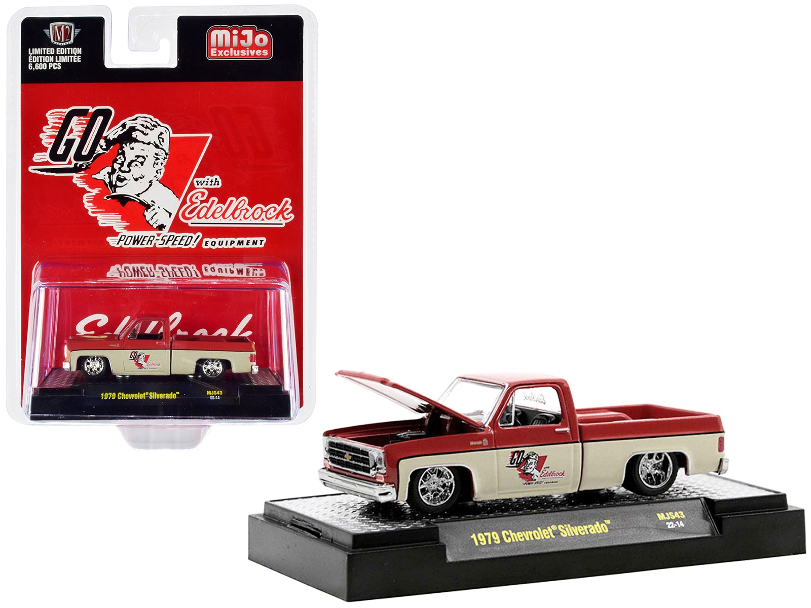 1979 Chevrolet Silverado Pickup Truck Red and Tan "Go with Edelbrock" Limited Edition to 6600 pieces Worldwide 1/64 Diecast Model Car by M2 Machines - Premium Pickup Trucks Models from M2 - Just $36.37! Shop now at Rapidvehicles