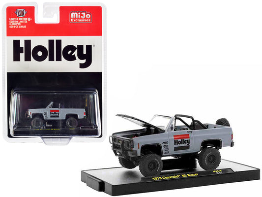 1973 Chevrolet K5 Blazer Open Top "Holley" Gray with Black Hood Limited Edition to 6600 pieces Worldwide 1/64 Diecast Model Car by M2 Machines free shipping USA