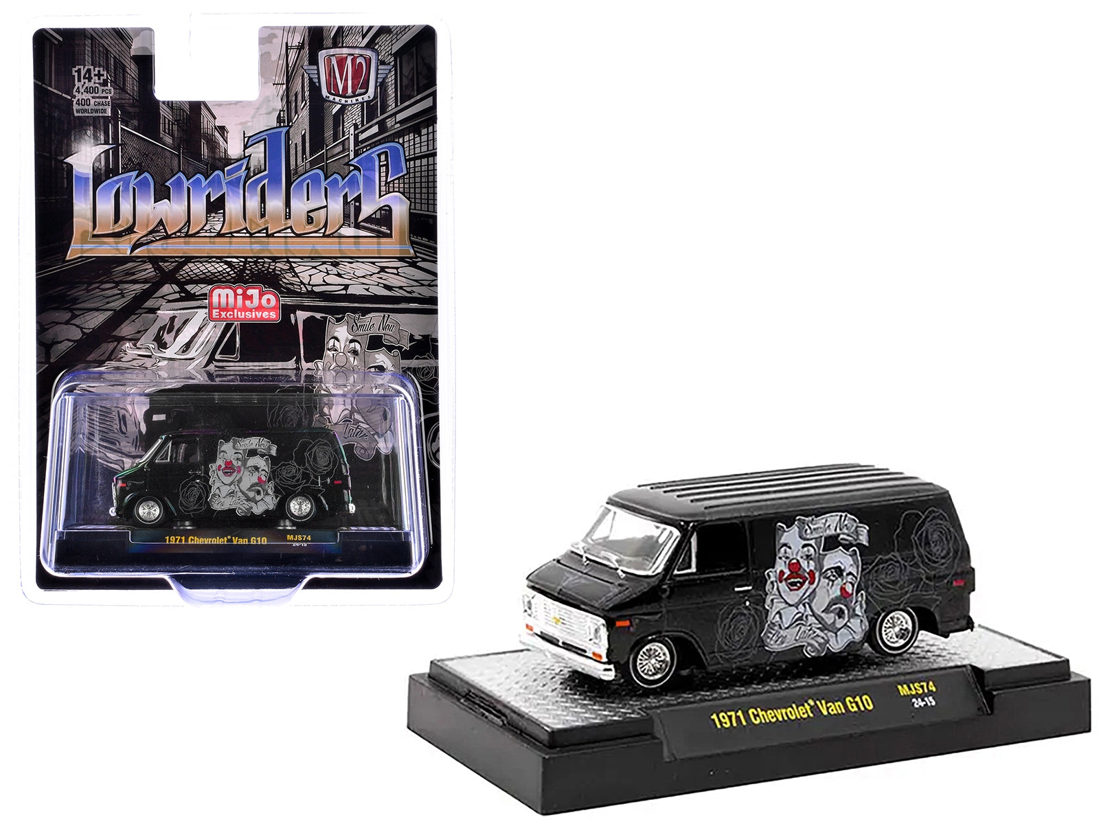 1971 Chevrolet G10 Van Black Metallic with Graphics "Lowriders" Limited Edition to 4400 pieces Worldwide 1/64 Diecast Model Car by M2 Machines - Premium Chevrolet Models from M2 - Just $34.76! Shop now at Rapidvehicles