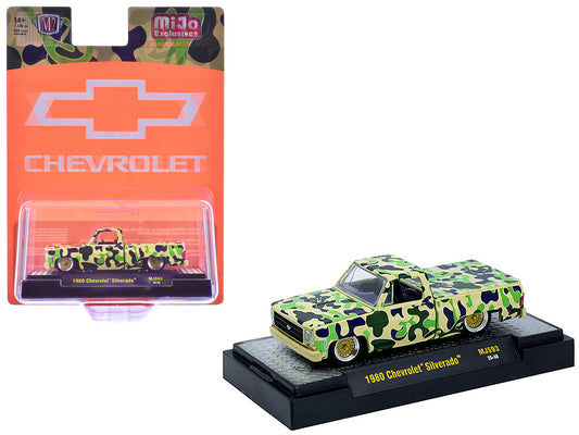 1980 Chevrolet Silverado Pickup Truck Camouflage Limited Edition to 7480 pieces Worldwide 1/64 Diecast Model Car by M2 Machines free shipping USA