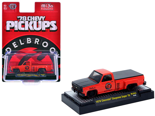 1978 Chevrolet Cheyenne Super 10 Pickup Truck "Edelbrock" Red with Black Hood Limited Edition to 9900 pieces Worldwide 1/64 Diecast Model Car by M2 Machines - Use code SHOPAPP15 to get 15 percent off