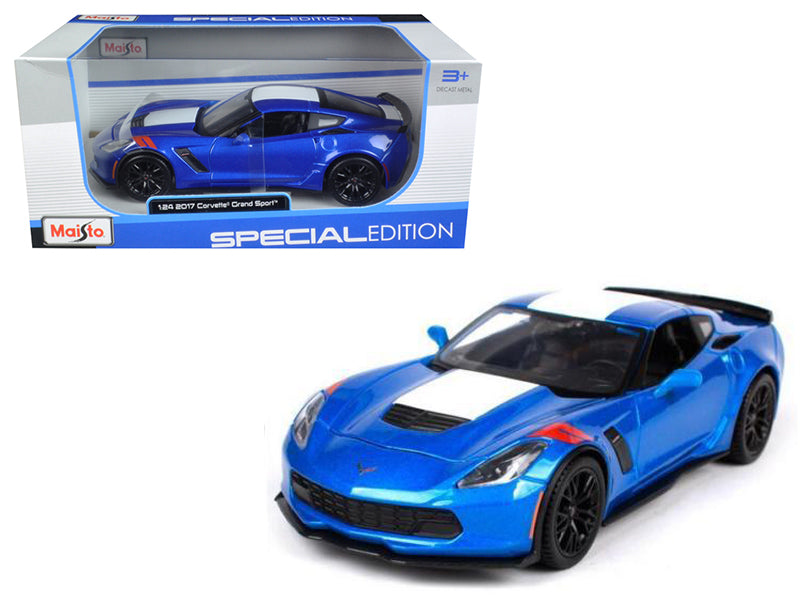 2017 Chevrolet Corvette Grand Sport Blue Metallic 1/24 Diecast Model Car by Maisto free shipping USA