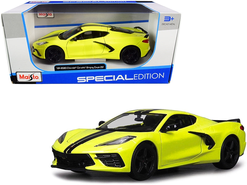 2020 Chevrolet Corvette Stingray Z51 Coupe Yellow with Black Stripes 1/24 Diecast Model Car by Maisto - Premium Corvette Models from Maisto - Just $52.33! Shop now at Rapidvehicles