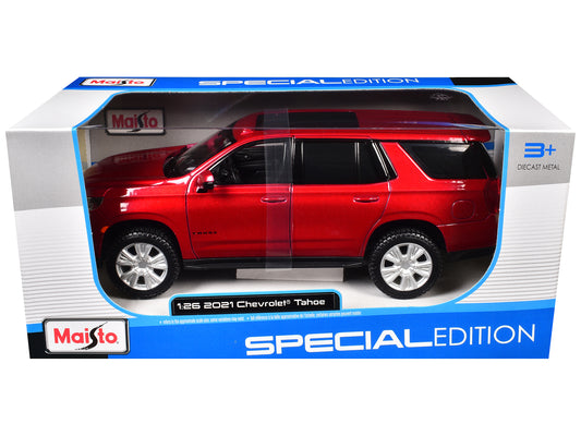 2021 Chevrolet Tahoe Red Metallic with Sunroof 1/24 Diecast Model Car by Maisto