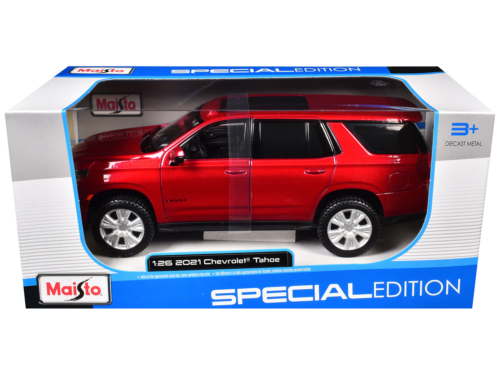 2021 Chevrolet Tahoe Red Metallic with Sunroof 1/24 Diecast Model Car by Maisto free shipping USA