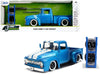 1956 Ford F-100 Pickup Truck Blue Metallic with White Stripes and Extra Wheels "Just Trucks" Series 1/24 Diecast Model Car by Jada - Premium Pickup Trucks Models from Jada - Just $49.99! Shop now at Rapidvehicles