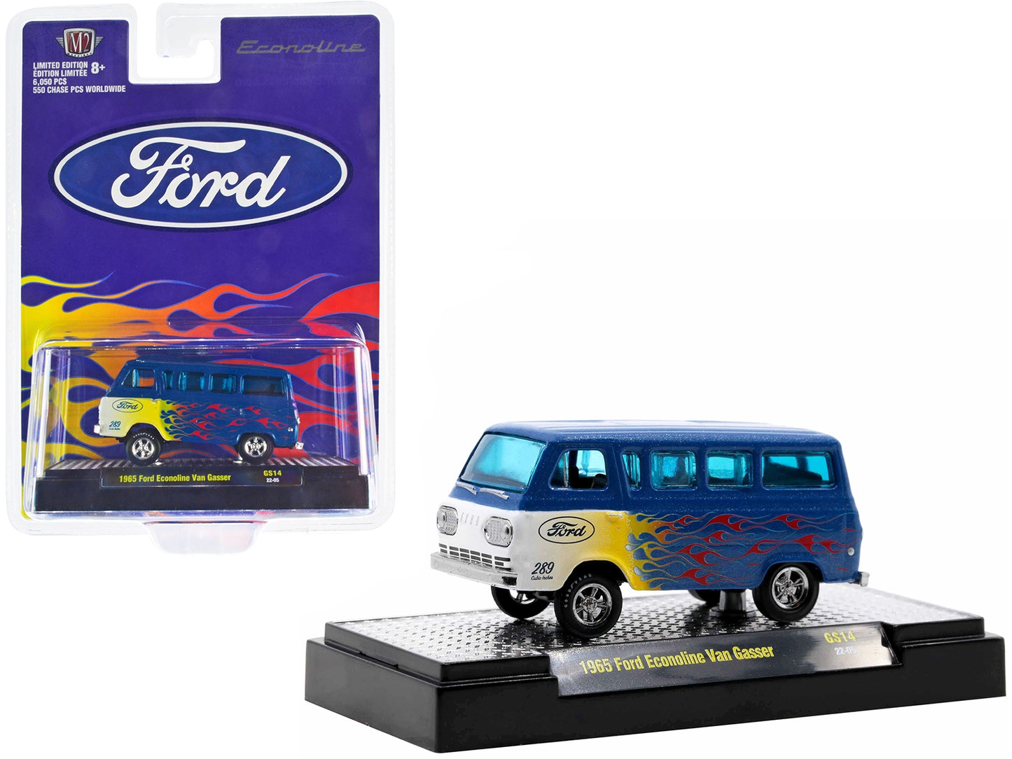 1965 Ford Econoline Van Gasser Blue Metallic with Flames LimitedFREE SHIPPING IN US - Premium Ford Models from M2 - Just $28.79! Shop now at Rapidvehicles