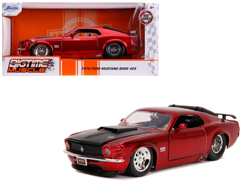 1970 Ford Mustang Boss 429 Candy Red with Black Hood "Bigtime - Premium Mustang Models from Jada - Just $58.49! Shop now at Rapidvehicles