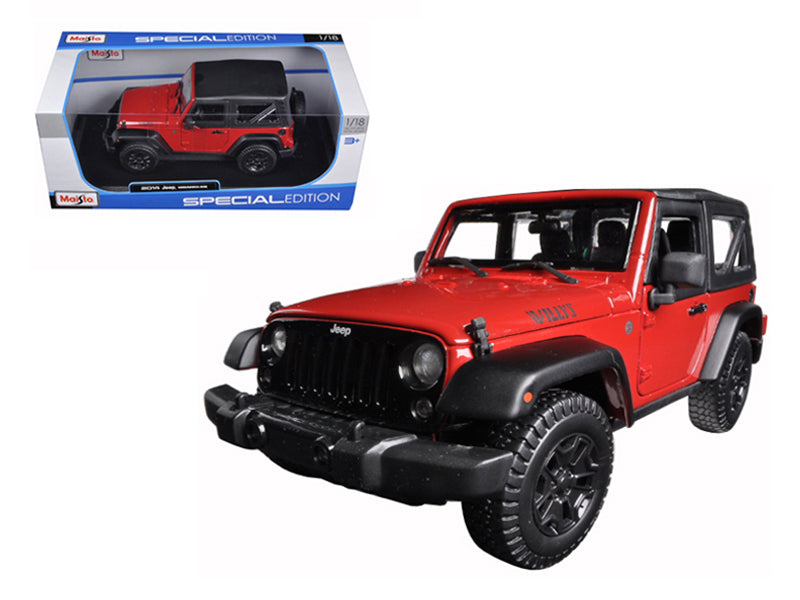 2014 Jeep Wrangler Willys Red 1/18 Diecast Model Car by Maisto free shipping USA