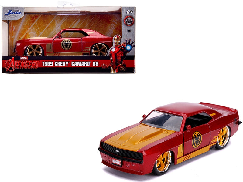 1969 Chevrolet Camaro SS Red Metallic and Gold "Iron Man" - Premium Chevrolet Models from Jada - Just $29.69! Shop now at Rapidvehicles