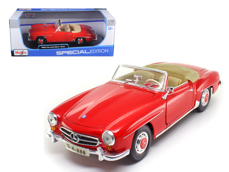 1955 Mercedes Benz 190 SL Red 1/18 Diecast Model Car by Maisto free shipping USA
