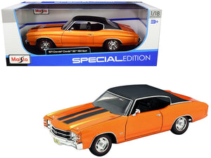 1971 Chevrolet Chevelle SS 454 Sport Orange Metallic with Black Top and Black Stripes 1/18 Diecast Model Car by Maisto - Premium Chevrolet Models from Maisto - Just $70.49! Shop now at Rapidvehicles