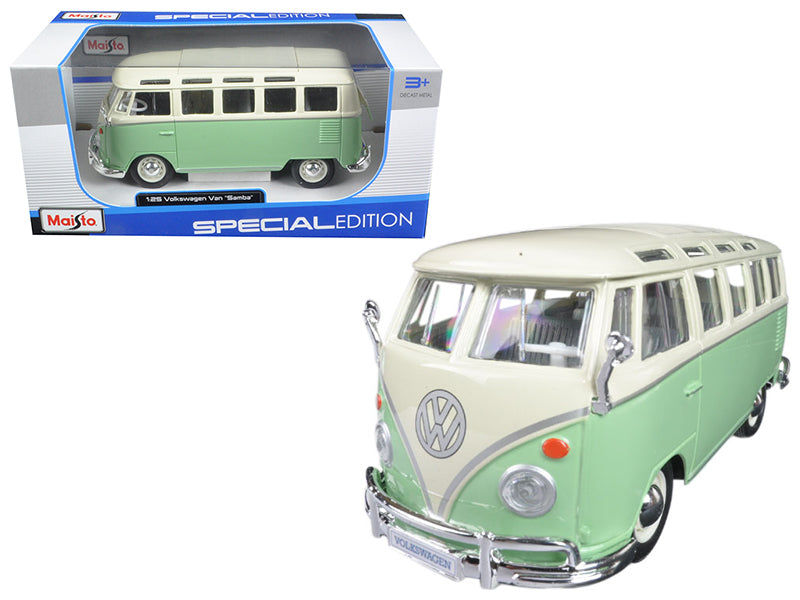 Volkswagen Van Samba Bus Green and Cream 1/25 Diecast Model by Maisto - Premium  from Maisto - Just $44.99! Shop now at Rapidvehicles