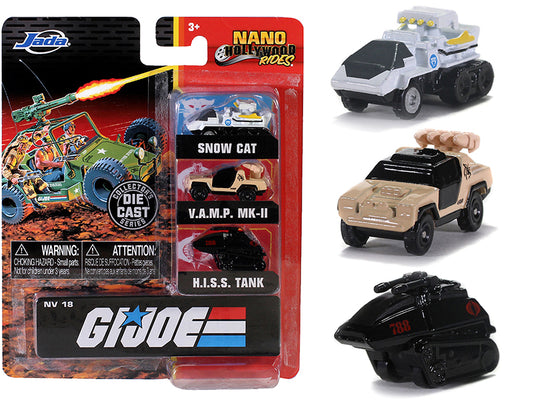 "G.I. Joe" 3 piece Set "Nano Hollywood Rides" Diecast Models by Jada free shipping USA