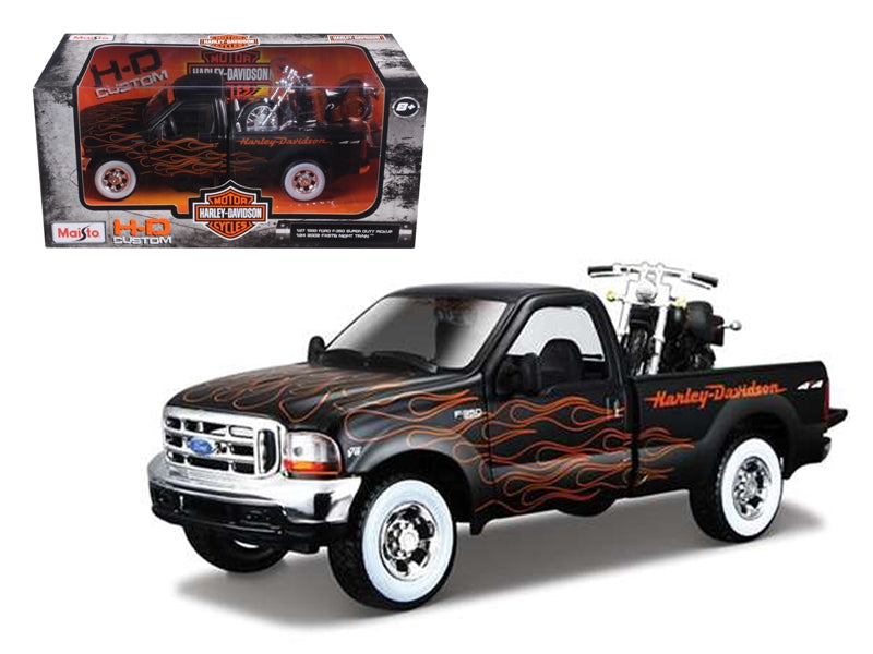 1999 Ford F-350 Super Duty Pickup Black with Flames 1/27 & 2002 - Premium Harley Davidson from Maisto - Just $61.99! Shop now at Rapidvehicles