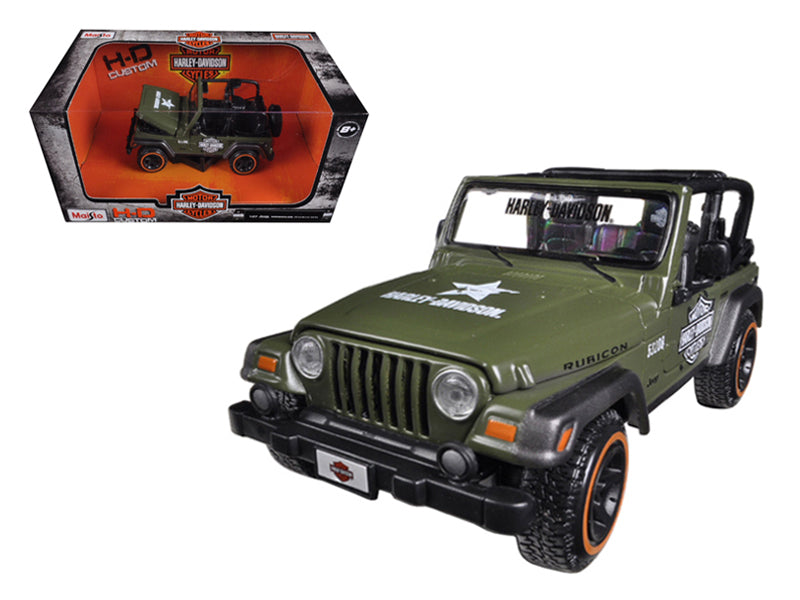 Jeep Wrangler Rubicon Harley Davidson Green 1/27 Diecast Model by Maisto - Premium physical from Rapidvehicles - Just $56.99! Shop now at Rapidvehicles