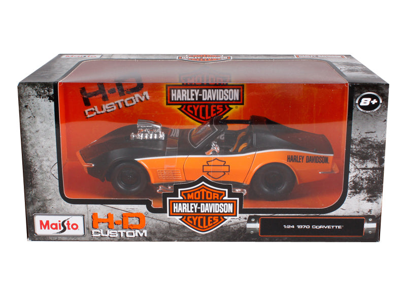 1970 Chevrolet Corvette Harley Davidson Black/Orange 1/24 Diecast Model Car by Maisto free shipping USA