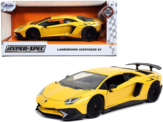 Lamborghini Aventador SV Yellow "Hyper-Spec" 1/24 Diecast Model - Premium Lamborghini Models from Jada - Just $56.38! Shop now at Rapidvehicles