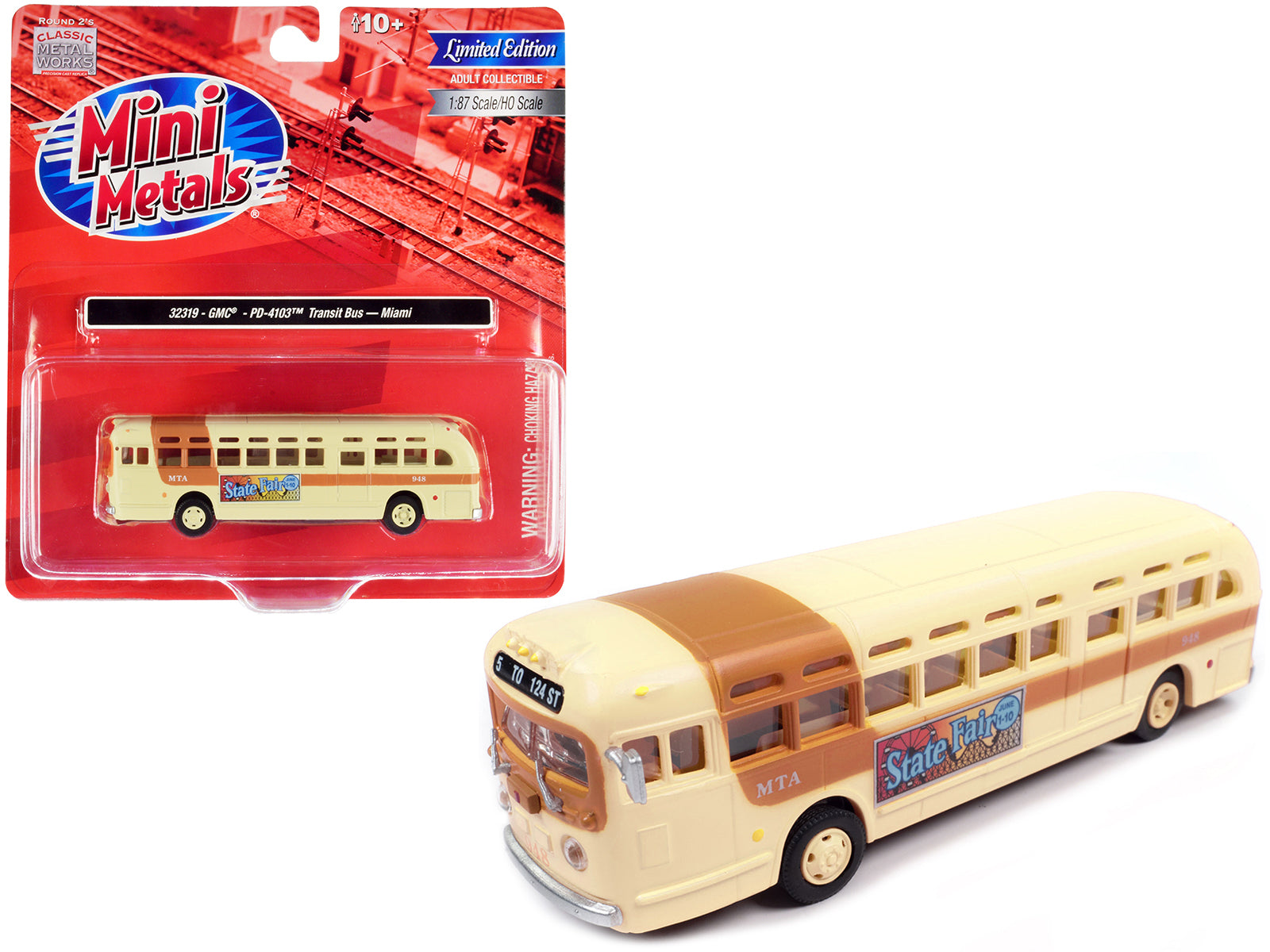 GMC PD-4103 Transit Bus #948 Beige "MTA Miami" 1/87 (HO) Scale Model by Classic Metal Works free shipping USA