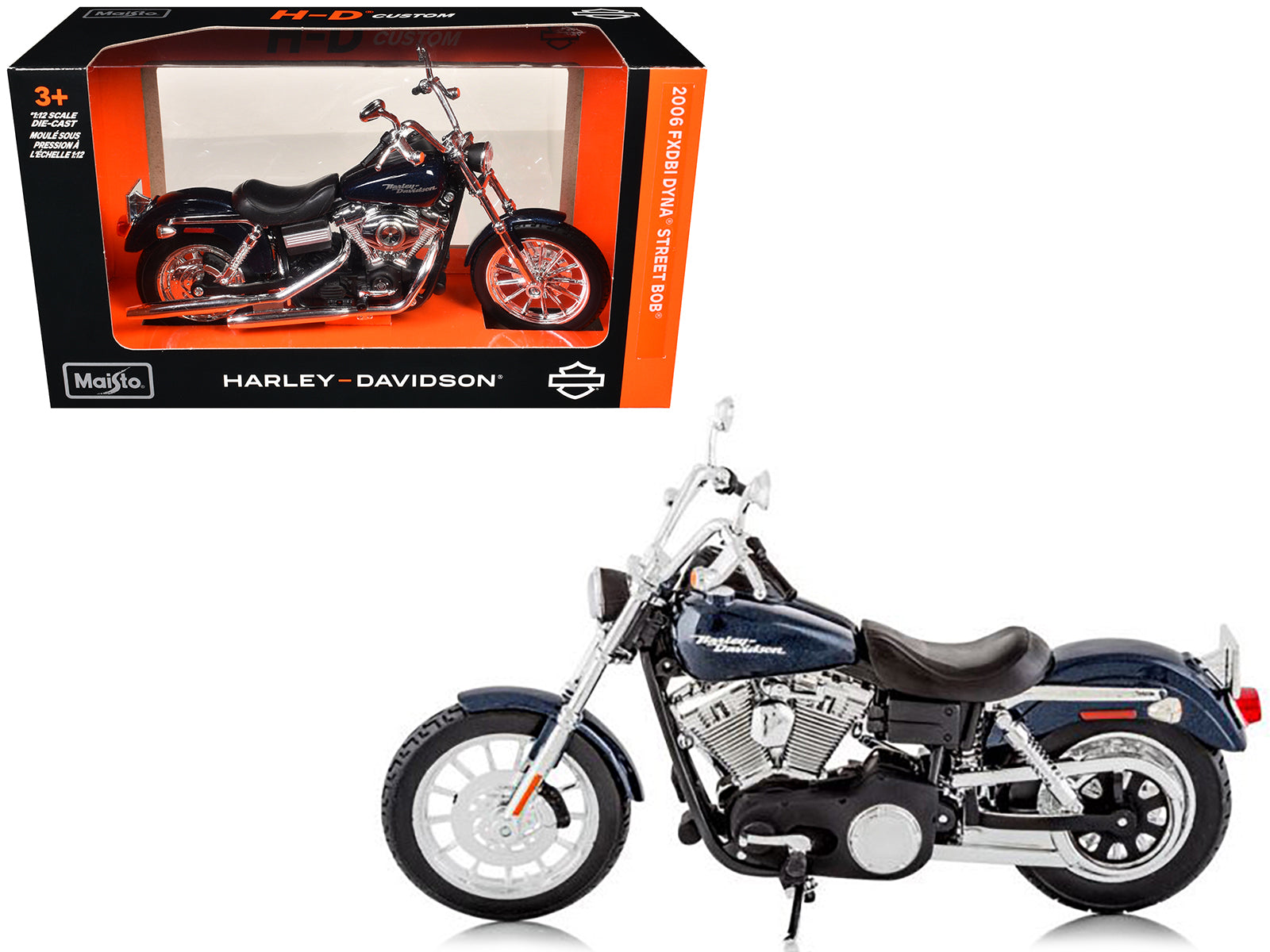 2006 Harley Davidson FXDBI Dyna Street Bob Bike Motorcycle Model 1/12 by Maisto free shipping USA