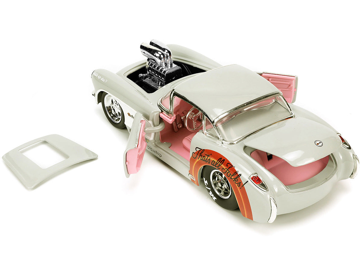 1957 Chevrolet Corvette Beige with Pink Interior with Bugs Bunny Figure "Looney Tunes" "Hollywood Rides" Series 1/24 Diecast Model Car by Jada - Premium Corvette Models from Jada - Just $59.59! Shop now at Rapidvehicles