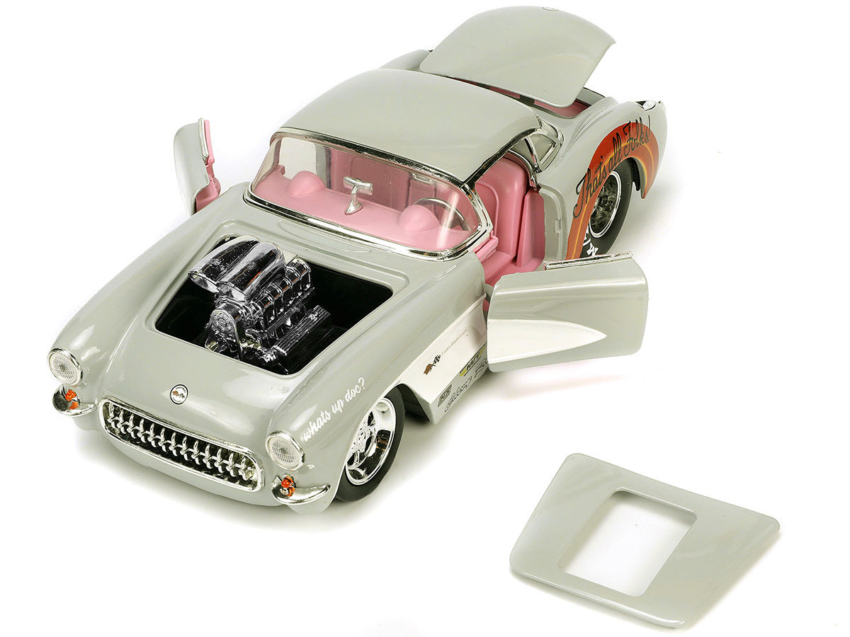 1957 Chevrolet Corvette Beige with Pink Interior with Bugs Bunny Figure "Looney Tunes" "Hollywood Rides" Series 1/24 Diecast Model Car by Jada - Premium Corvette Models from Jada - Just $59.59! Shop now at Rapidvehicles