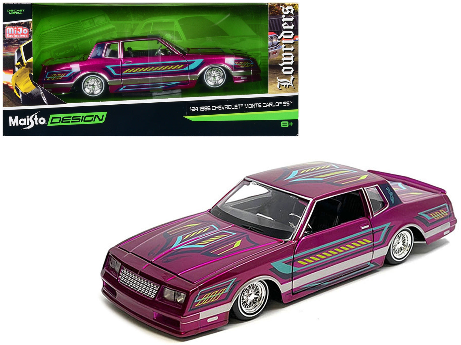 1986 Chevrolet Monte Carlo SS Lowrider Pink Metallic with Graphics "Lowriders" Series 1/24 Diecast Model Car by Maisto - Premium Chevrolet Models from Maisto - Just $57.18! Shop now at Rapidvehicles