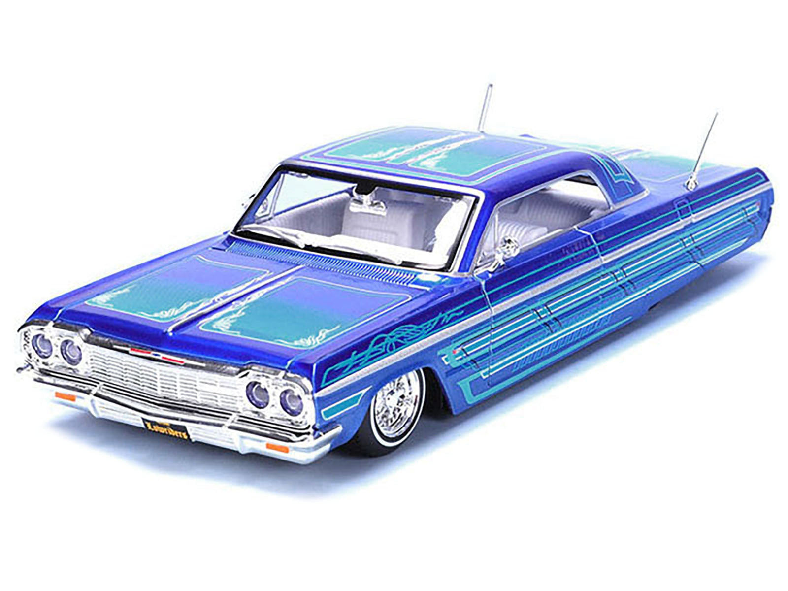 1964 Chevrolet Impala SS Lowrider Candy Blue with Graphics and White Interior "Lowriders" "Maisto Design" Series 1/26 Diecast Model Car by Maisto - Premium Chevrolet Models from Maisto - Just $47.59! Shop now at Rapidvehicles