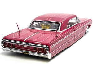 1964 Chevrolet Impala SS Lowrider Pink with Graphics and White Interior "Lowriders" "Maisto Design" Series 1/26 Diecast Model Car by Maisto - Premium  from Maisto - Just $50.99! Shop now at Rapidvehicles