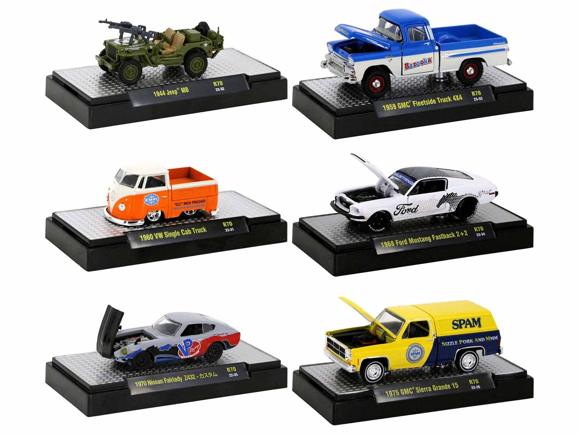 "Auto Meets" Set of 6 Cars IN DISPLAY CASES Release 70 Limited - Premium 1/64 Scale Sets from M2 - Just $79.19! Shop now at Rapidvehicles