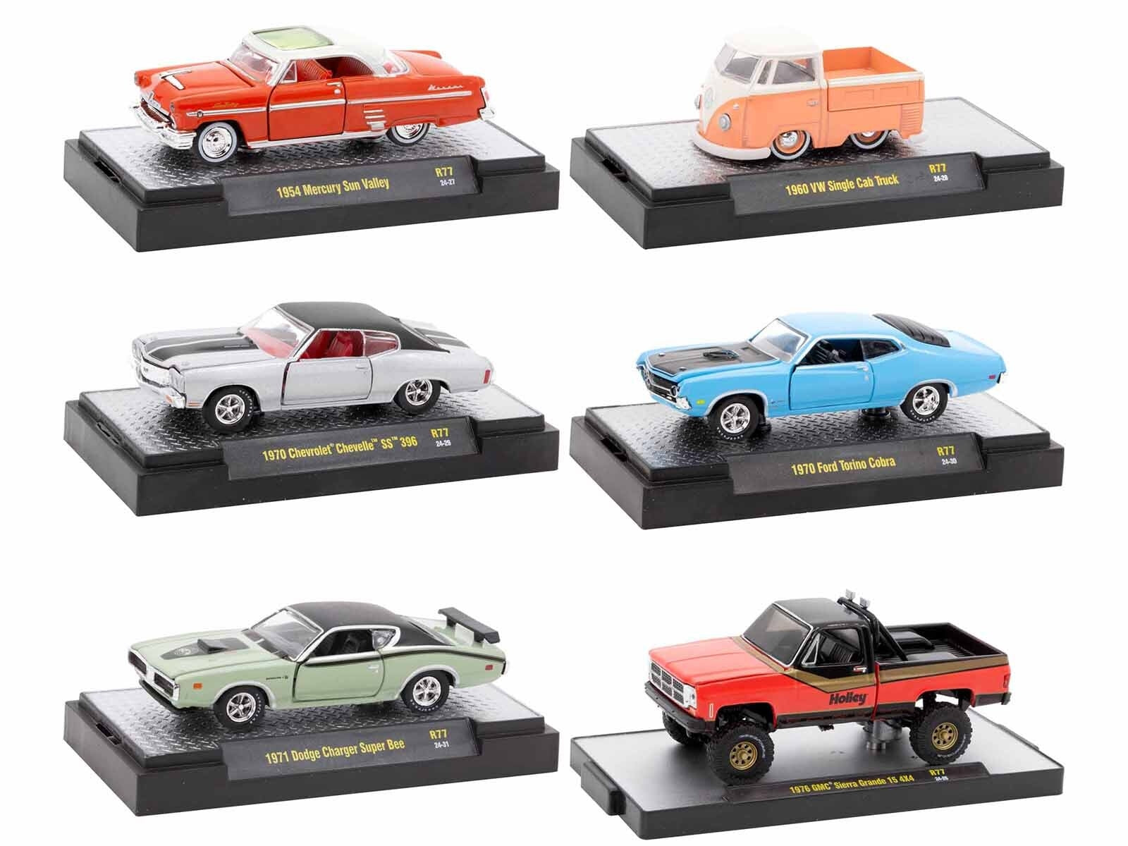 "Auto Meets" Set of 6 Cars IN DISPLAY CASES Release 77 Limited Edition 1/64 Diecast Model Cars by M2 Machines - Premium 1/64 Scale Sets from M2 - Just $77.99! Shop now at Rapidvehicles