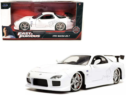 1993 Mazda RX-7 "HKS" White "Fast & Furious" Movie 1/24 Diecast Model Car by Jada free shipping USA