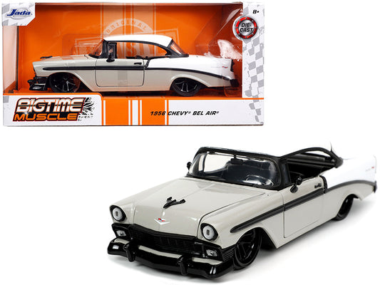 1956 Chevrolet Bel Air Gray and White "Bigtime Muscle" 1/24 - Premium Chevrolet Models from Jada - Just $62.09! Shop now at Rapidvehicles